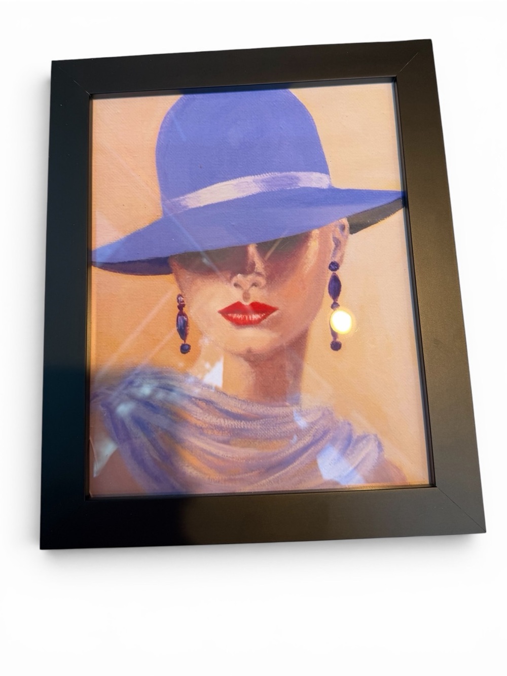 “Lady In Blue Hat” Framed Fashion Portrait Wall Art - 8” x 10” Gallery Quality